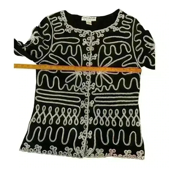 Lauren Michelle Women's Black Embroidered Cardigan Sweater Size M - Picture 4 of 6